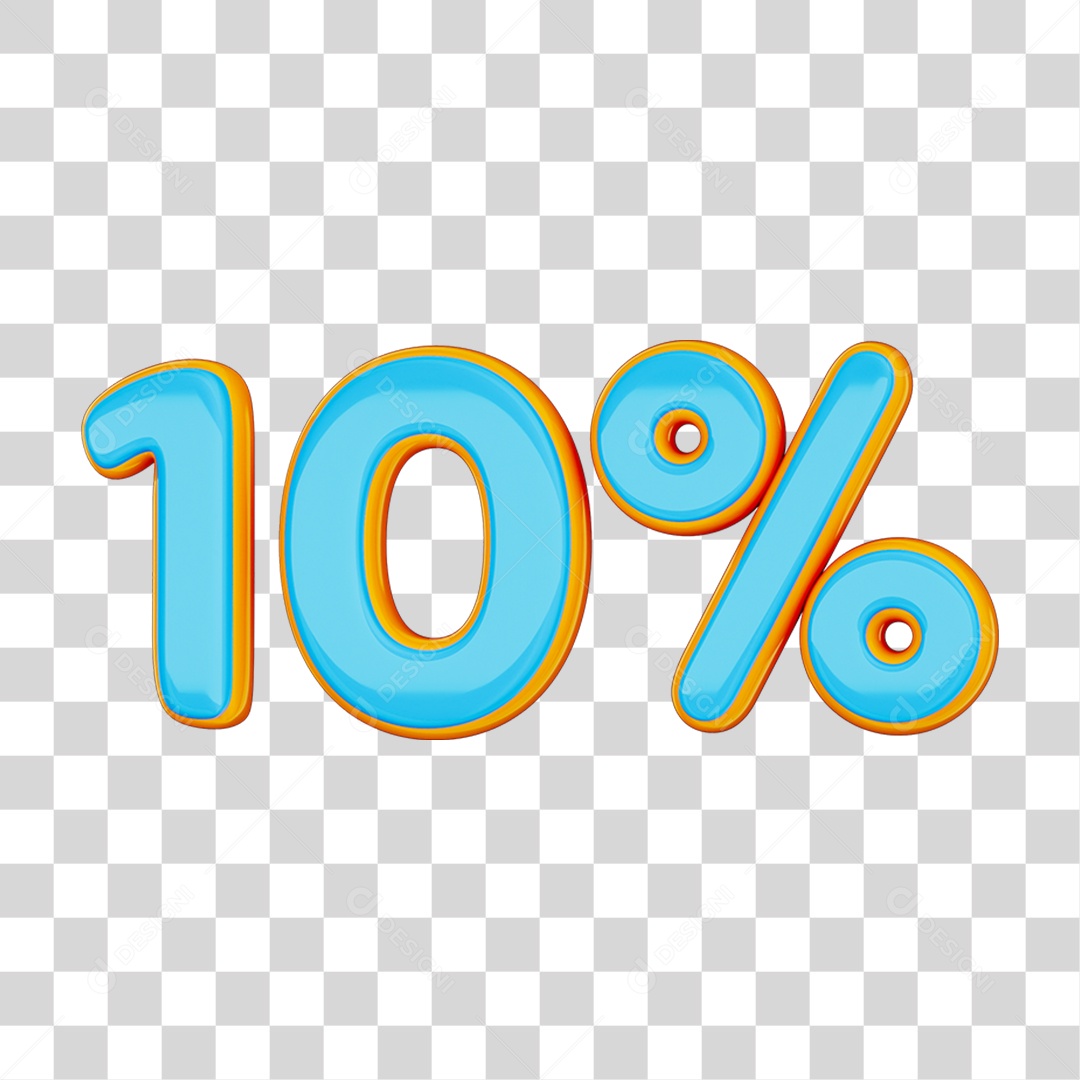 Elemento 3D Porcentagem 10% PNG Transparente