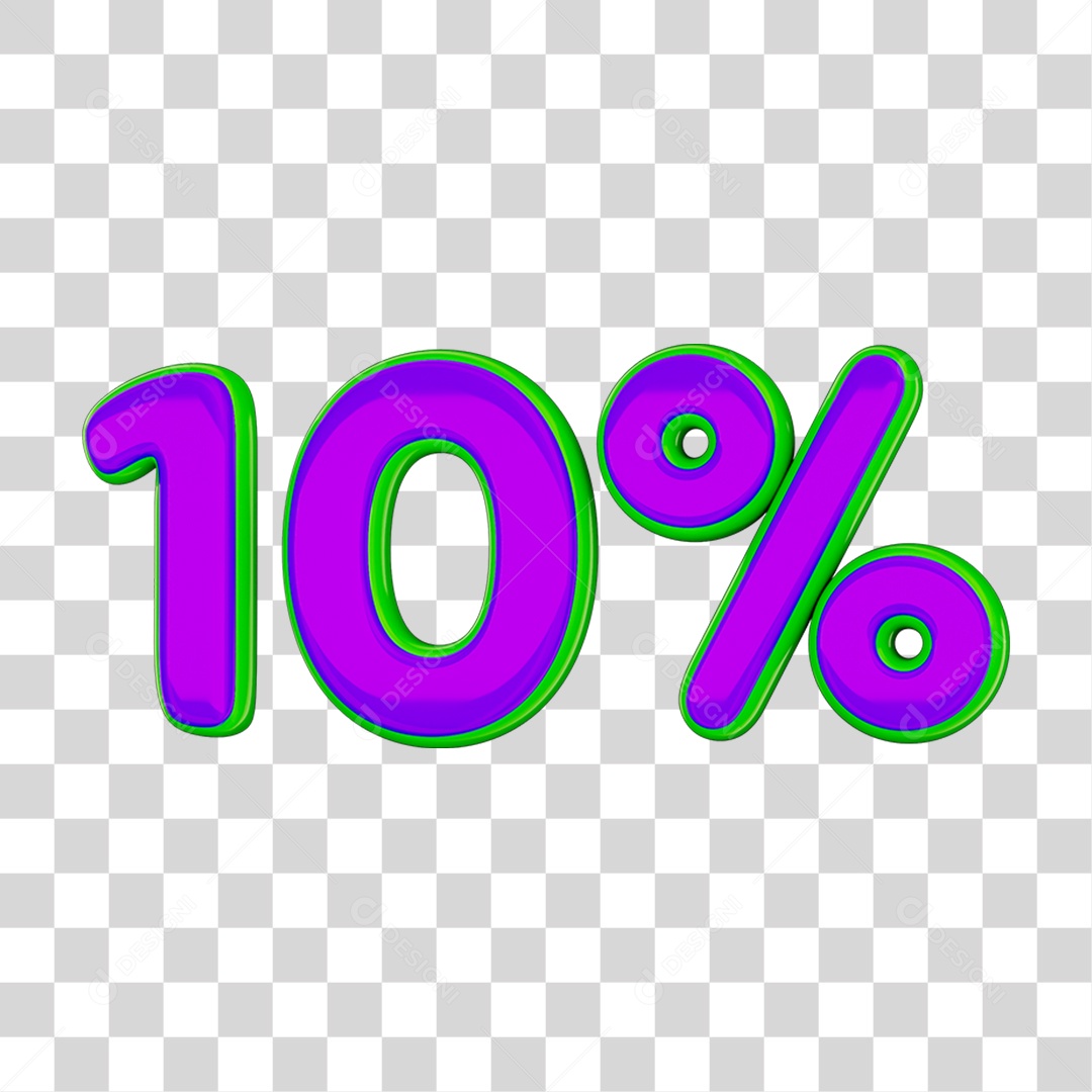 Elemento 3D Porcentagem 10% PNG Transparente