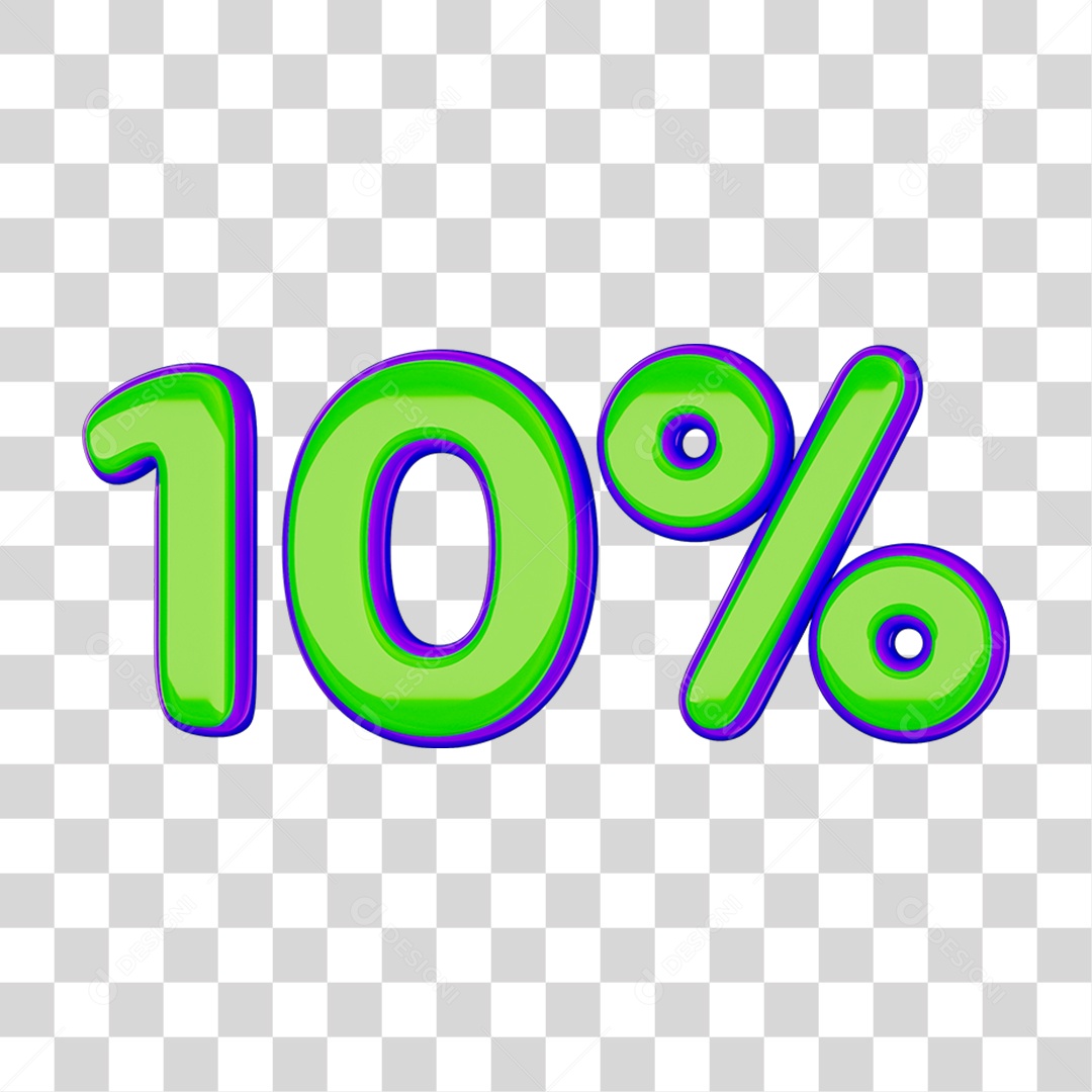 Elemento 3D Porcentagem 10% PNG Transparente