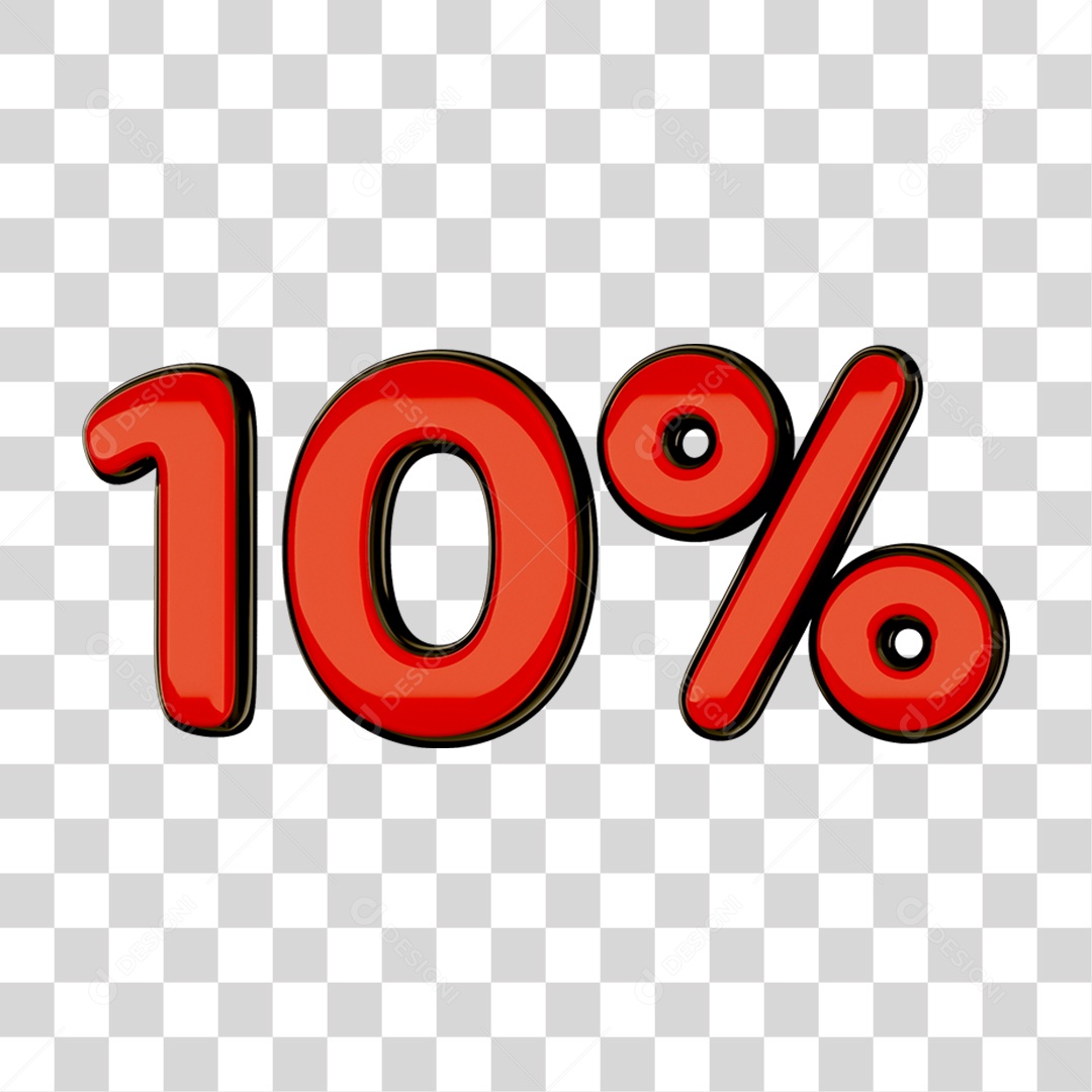 Elemento 3D Porcentagem 10% PNG Transparente