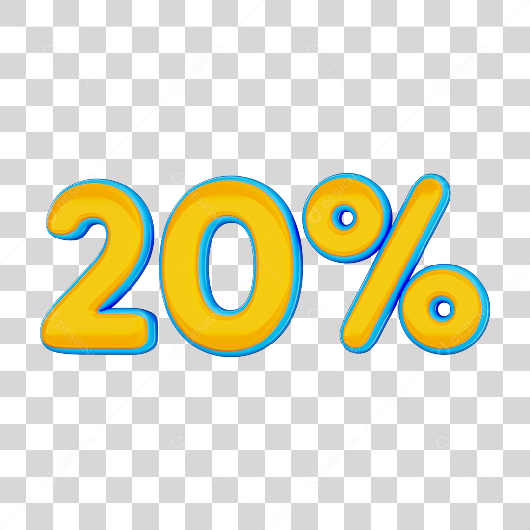Elemento 3D Porcentagem 20% PNG Transparente