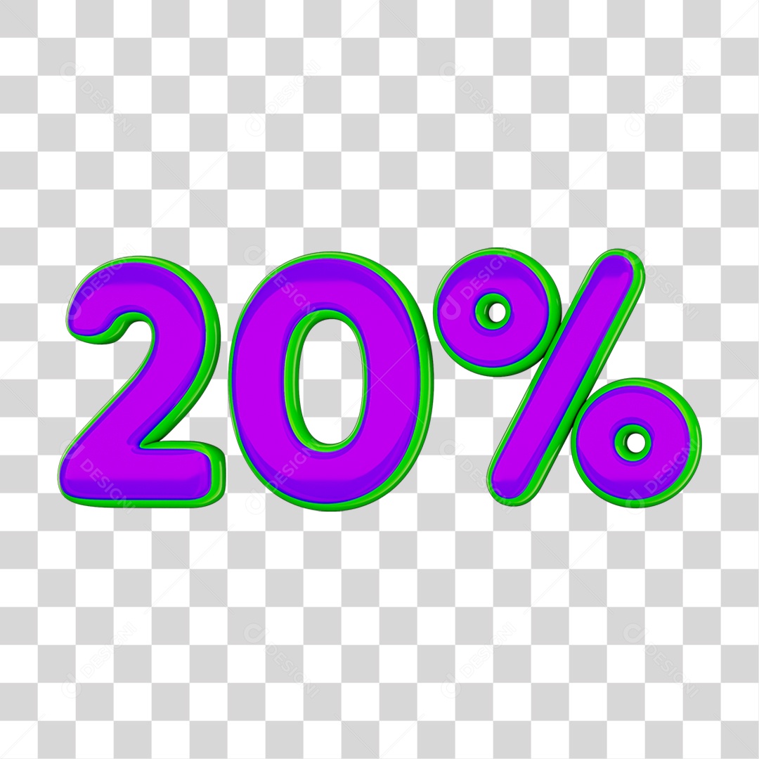 Elemento 3D Porcentagem 20% PNG Transparente