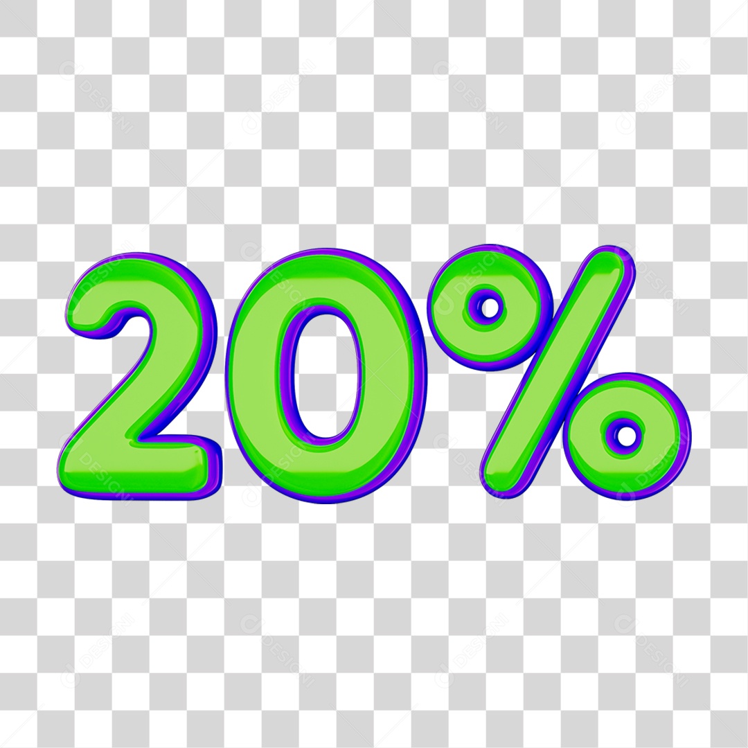Elemento 3D Porcentagem 20% PNG Transparente