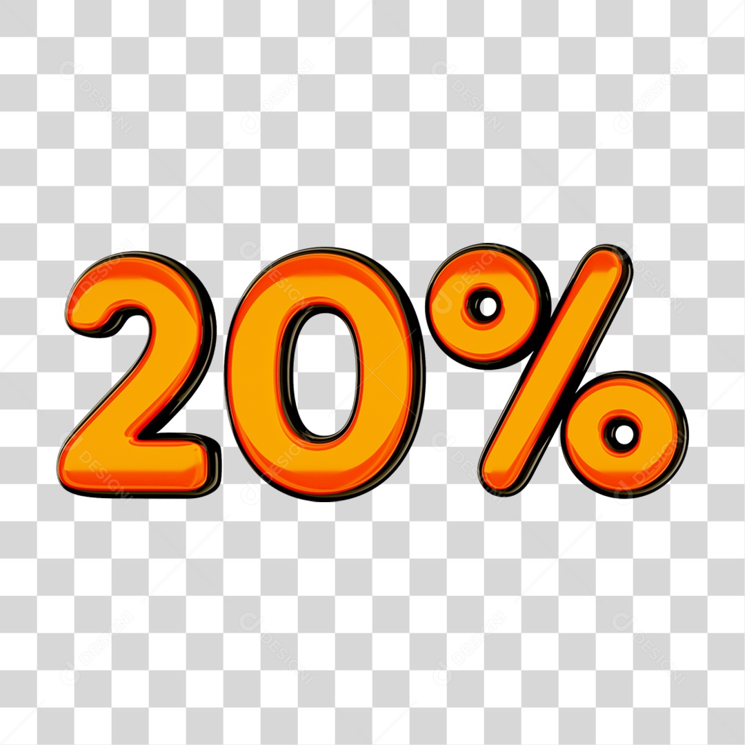 Elemento 3D Porcentagem 20% PNG Transparente