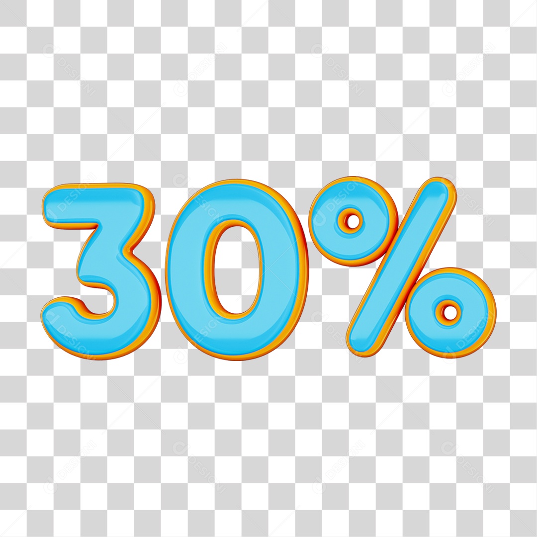 Elemento 3D Porcentagem 30% PNG Transparente