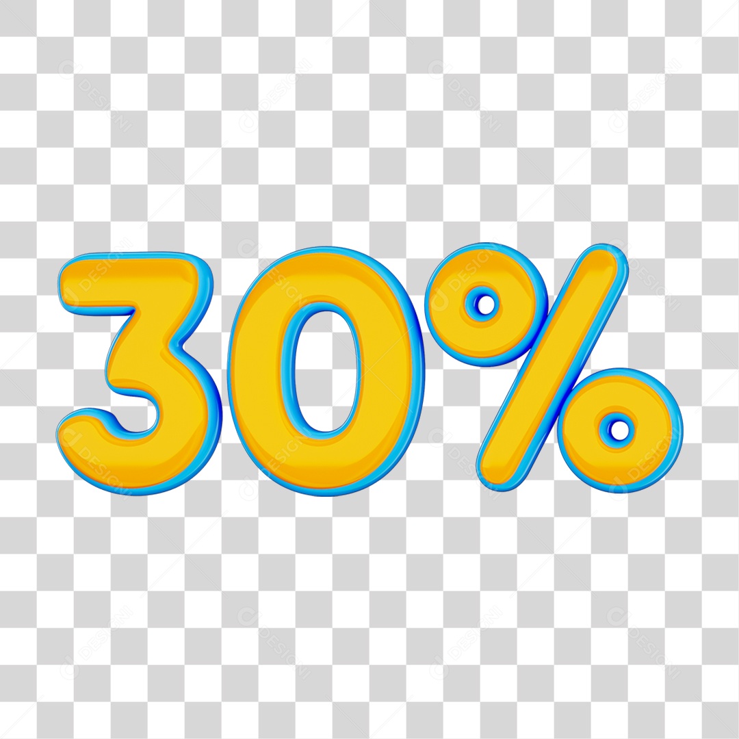 Elemento 3D Porcentagem 30% PNG Transparente