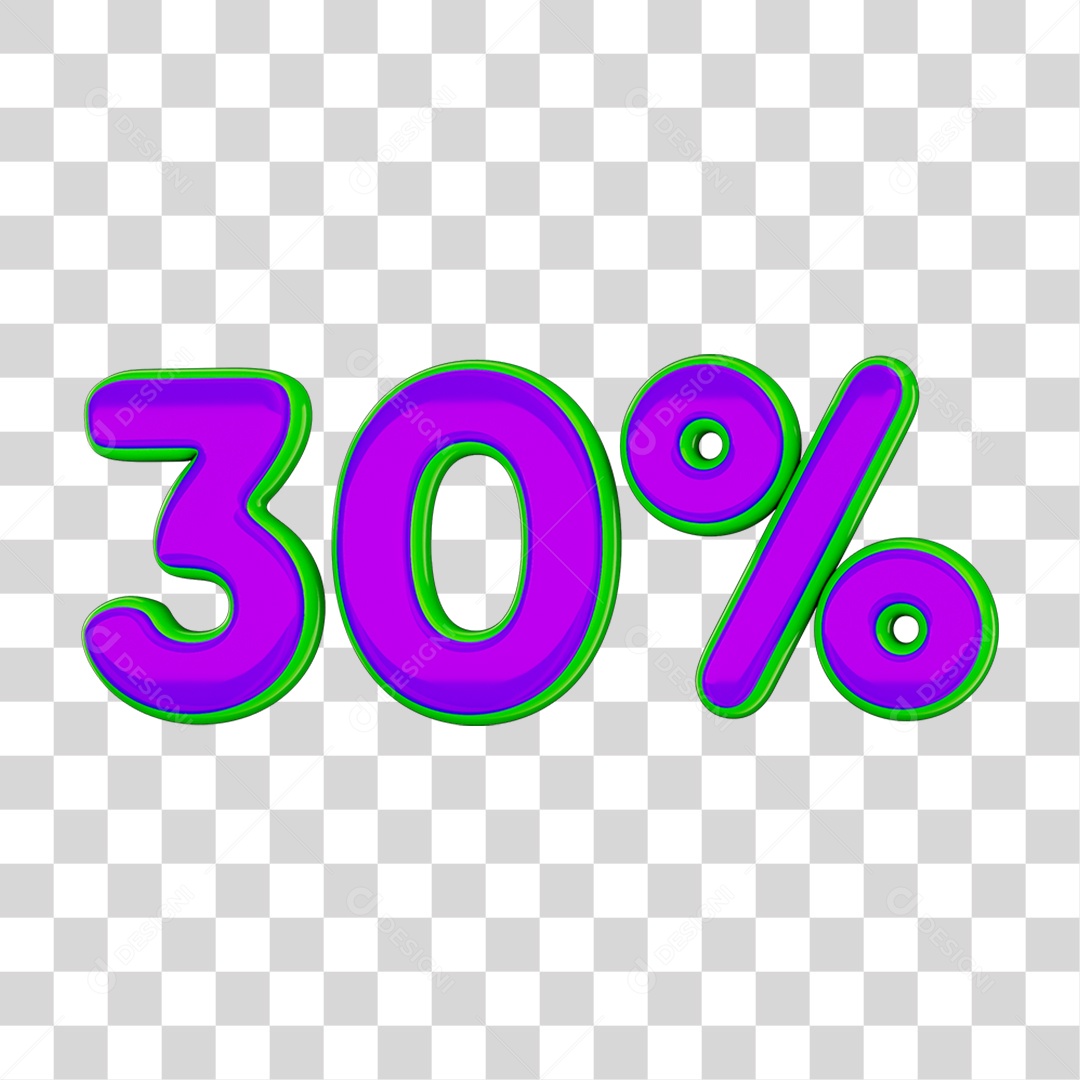 Elemento 3D Porcentagem 30% PNG Transparente