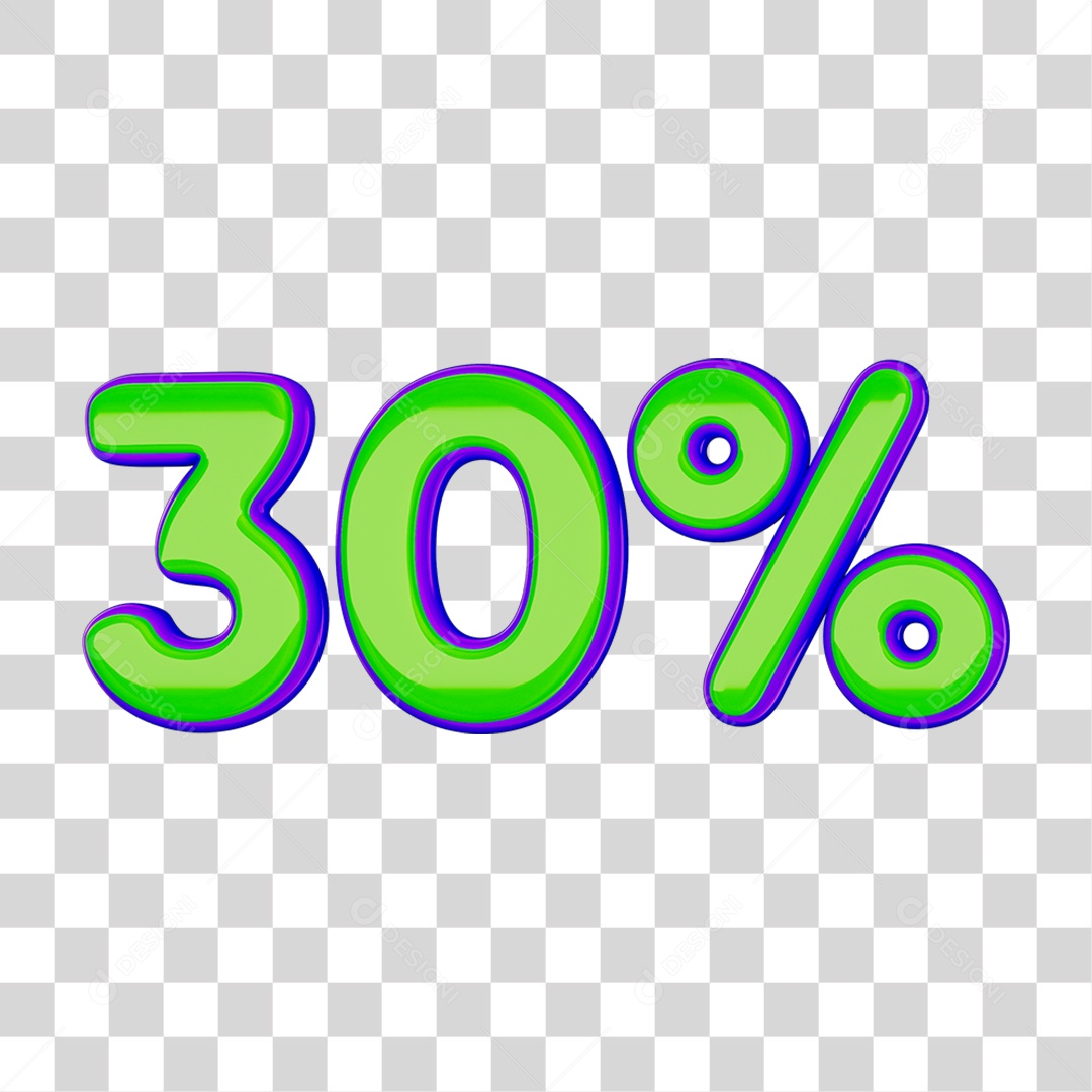 Elemento 3D Porcentagem 30% PNG Transparente