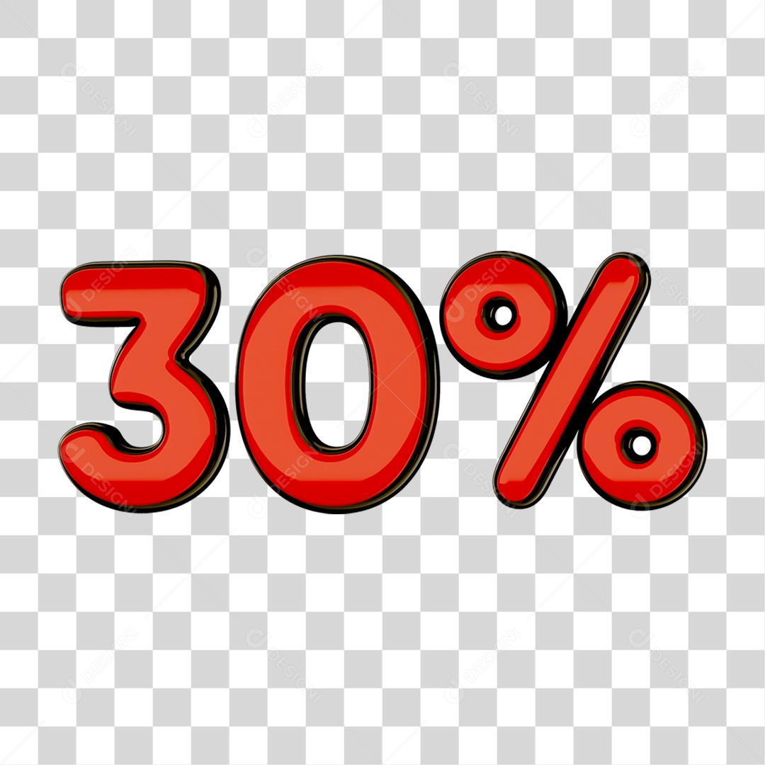 Elemento 3D Porcentagem 30% PNG Transparente