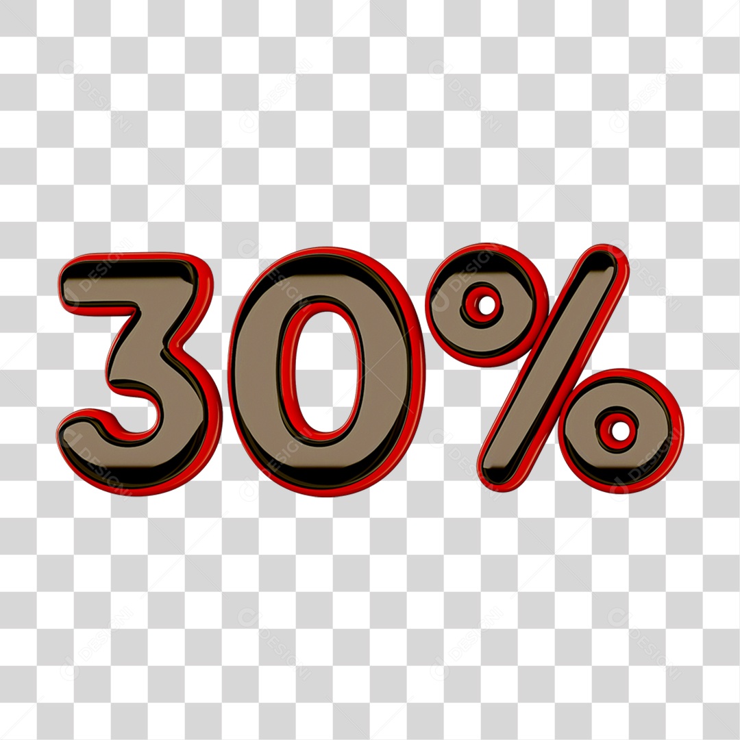 Elemento 3D Porcentagem 30% PNG Transparente