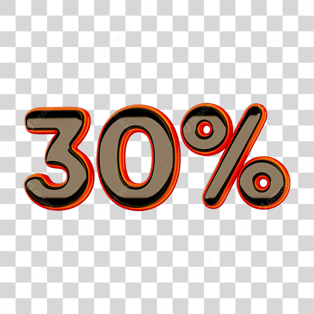 Elemento 3D Porcentagem 30% PNG Transparente