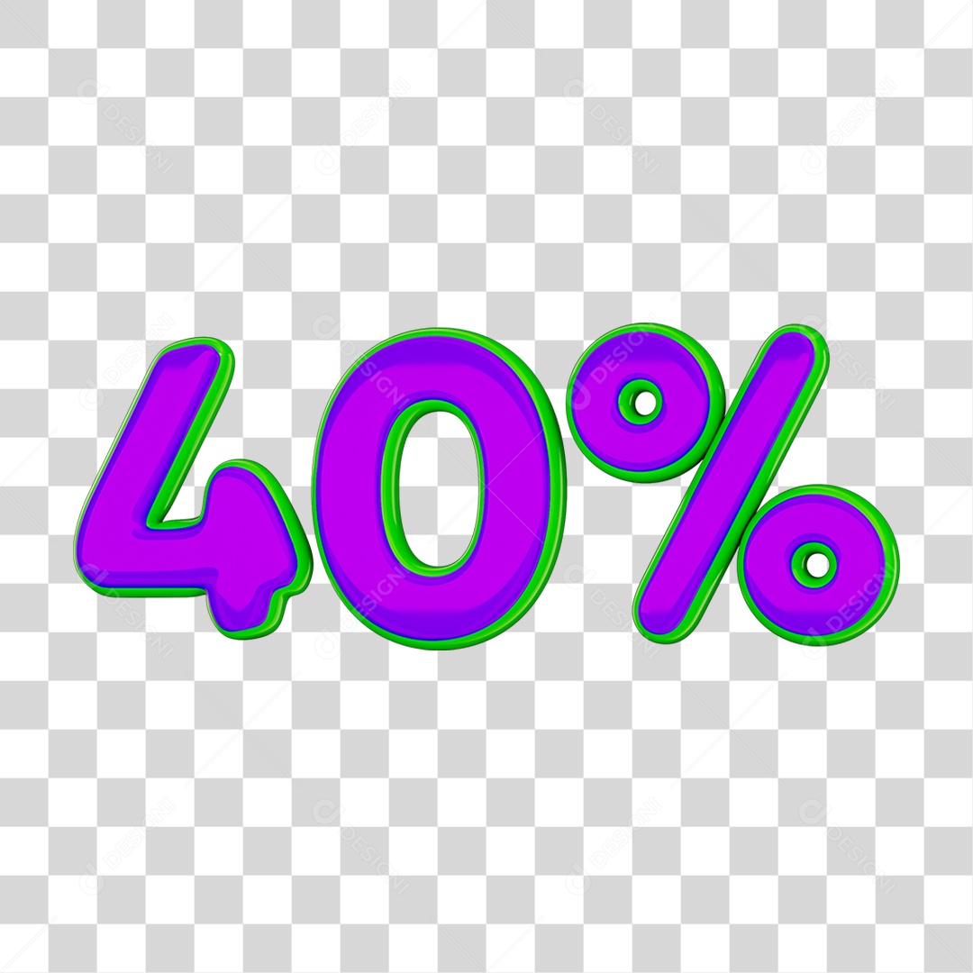 Elemento 3D Porcentagem 40% PNG Transparente
