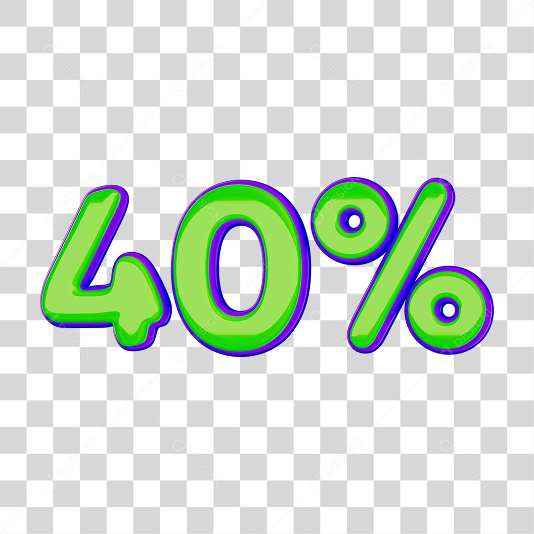 Elemento 3D Porcentagem 40% PNG Transparente