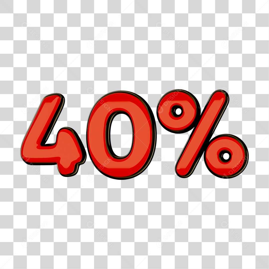 Elemento 3D Porcentagem 40% PNG Transparente