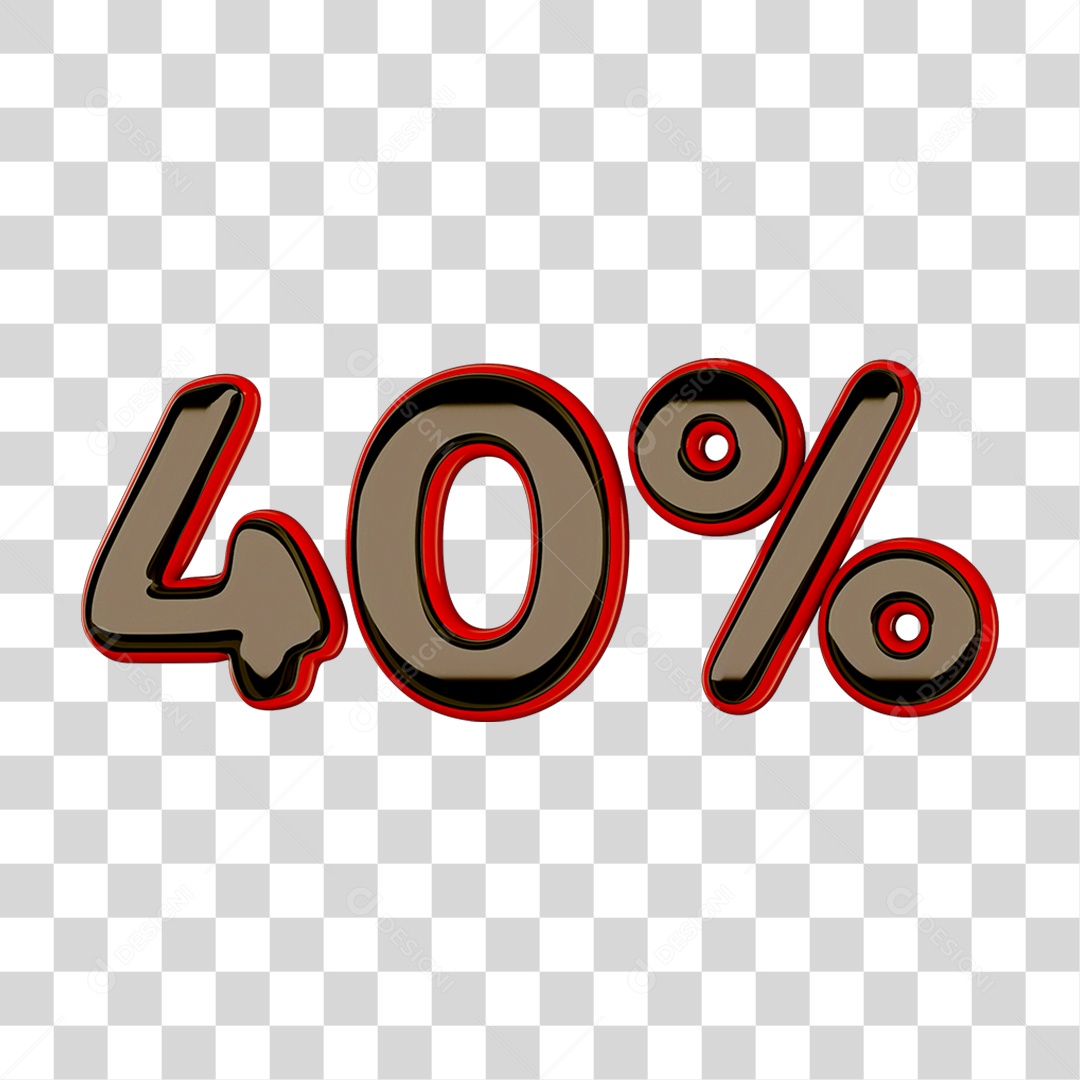Elemento 3D Porcentagem 40% PNG Transparente