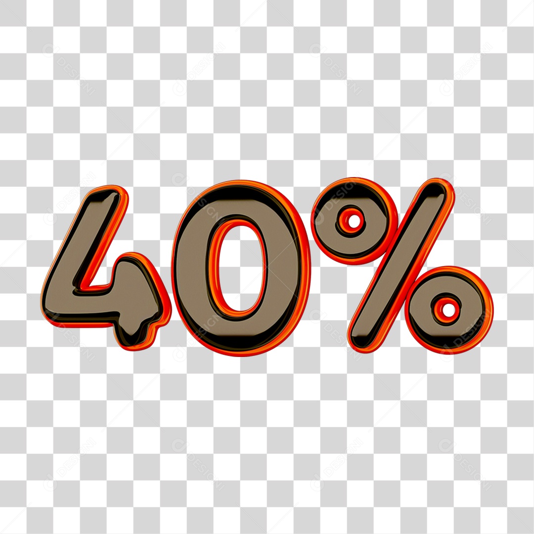 Elemento 3D Porcentagem 40% PNG Transparente