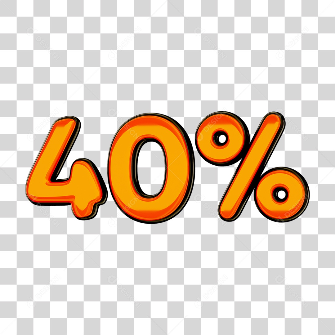 Elemento 3D Porcentagem 40% PNG Transparente