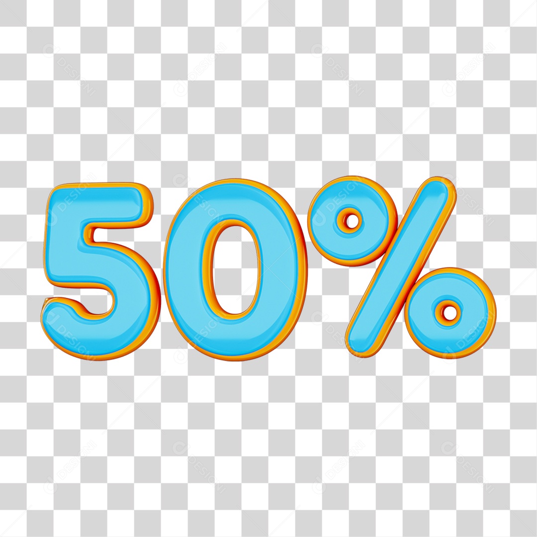 Elemento 3D Porcentagem 50% PNG Transparente