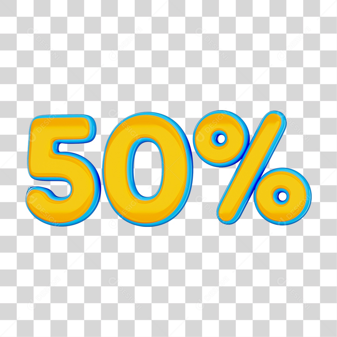 Elemento 3D Porcentagem 50% PNG Transparente