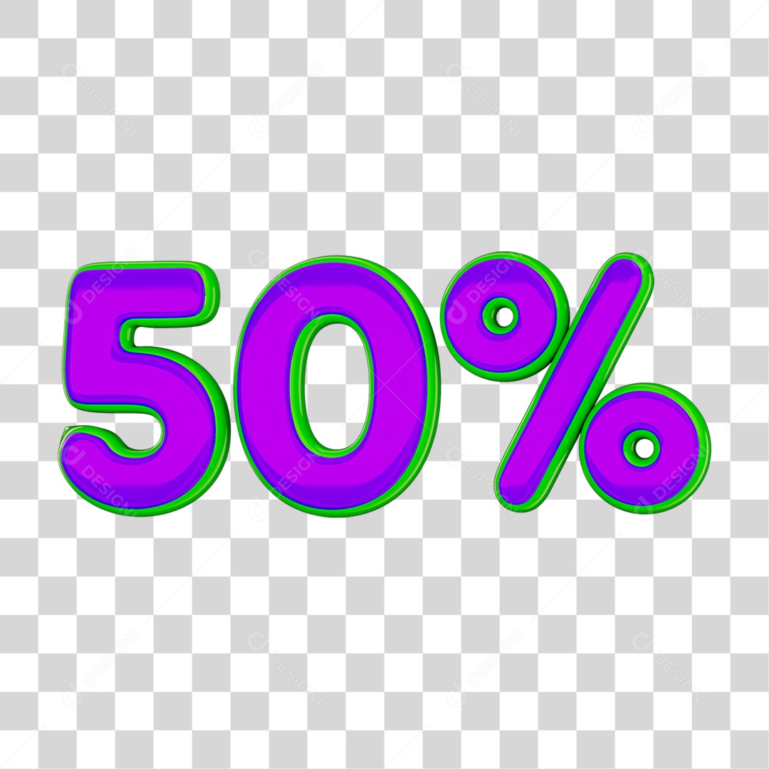 Elemento 3D Porcentagem 50% PNG Transparente