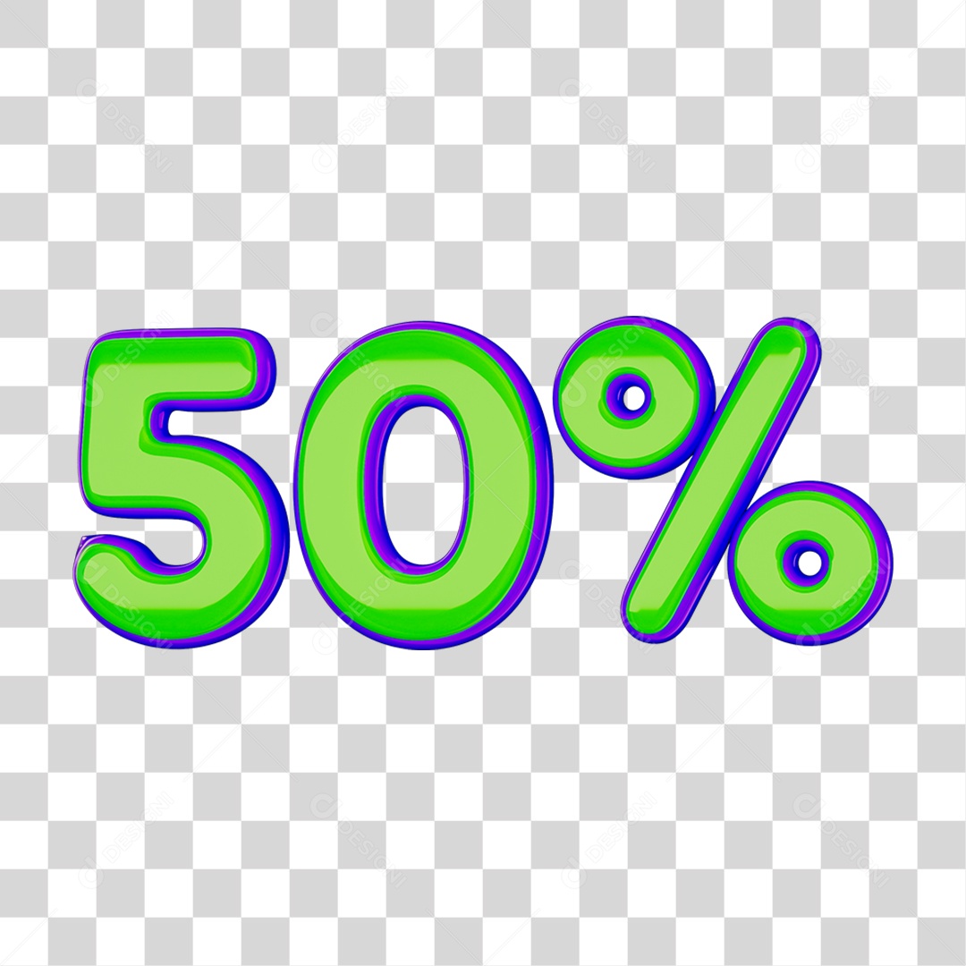 Elemento 3D Porcentagem 50% PNG Transparente