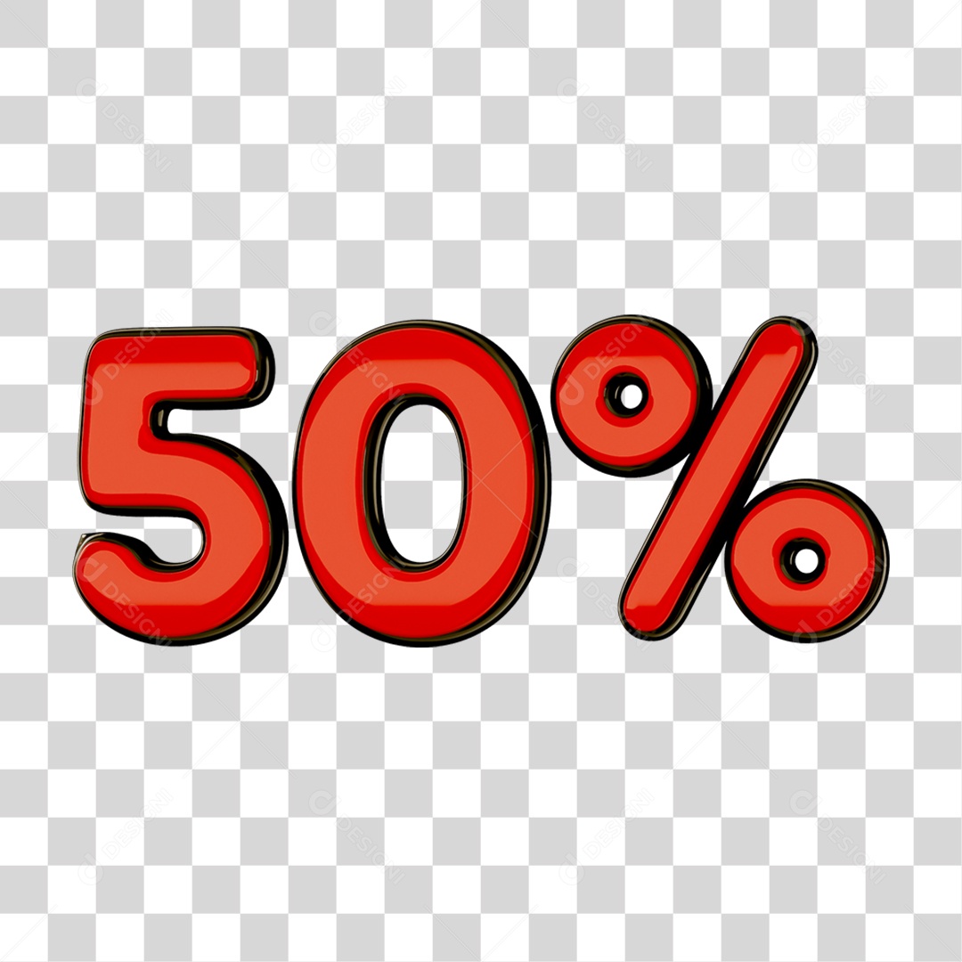 Elemento 3D Porcentagem 50% PNG Transparente