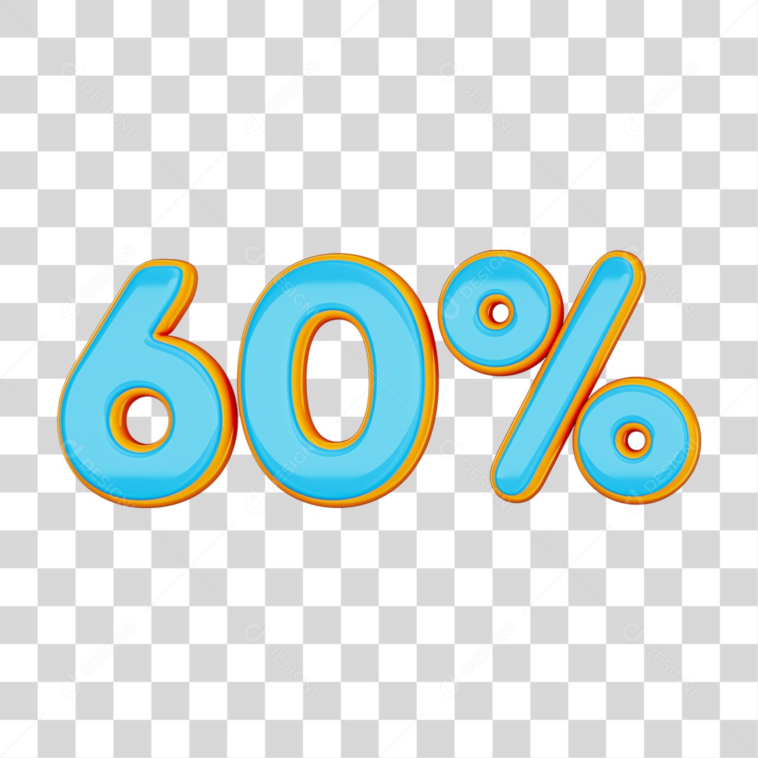 Elemento 3D Porcentagem 60% PNG Transparente