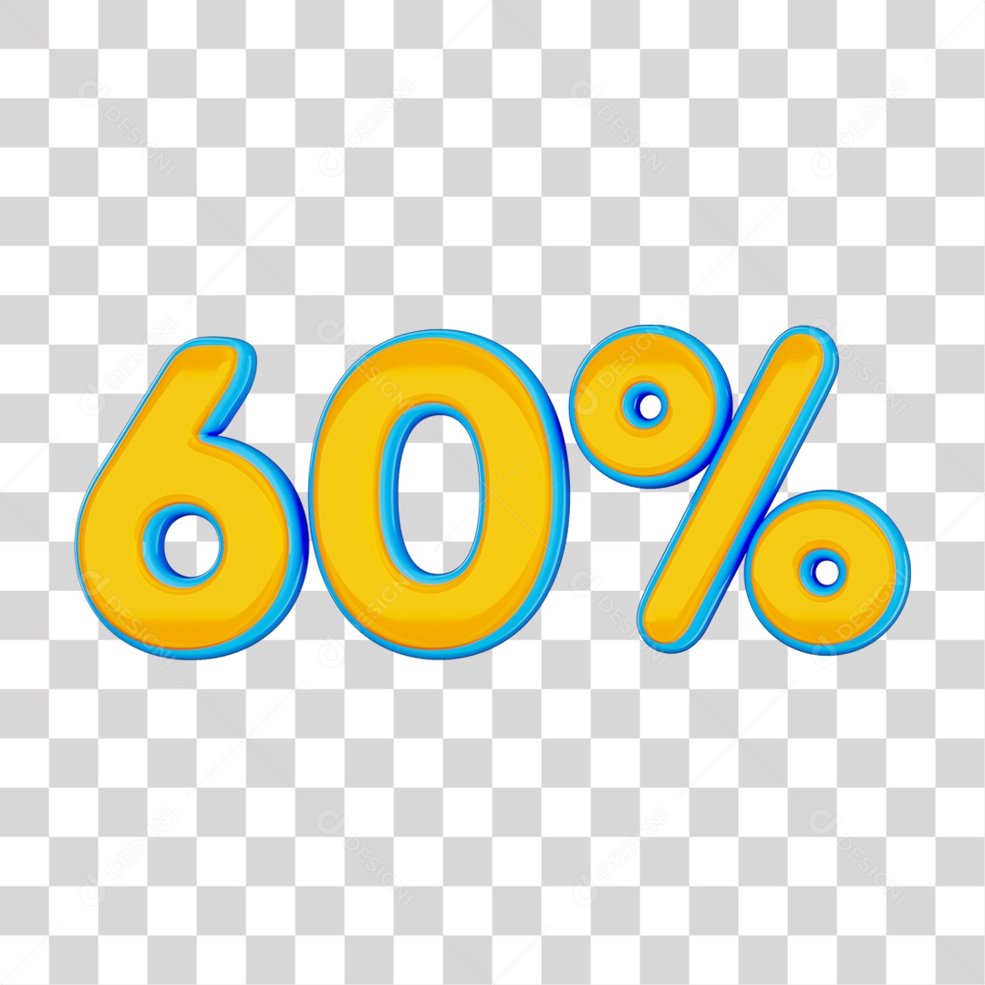 Elemento 3D Porcentagem 60% PNG Transparente