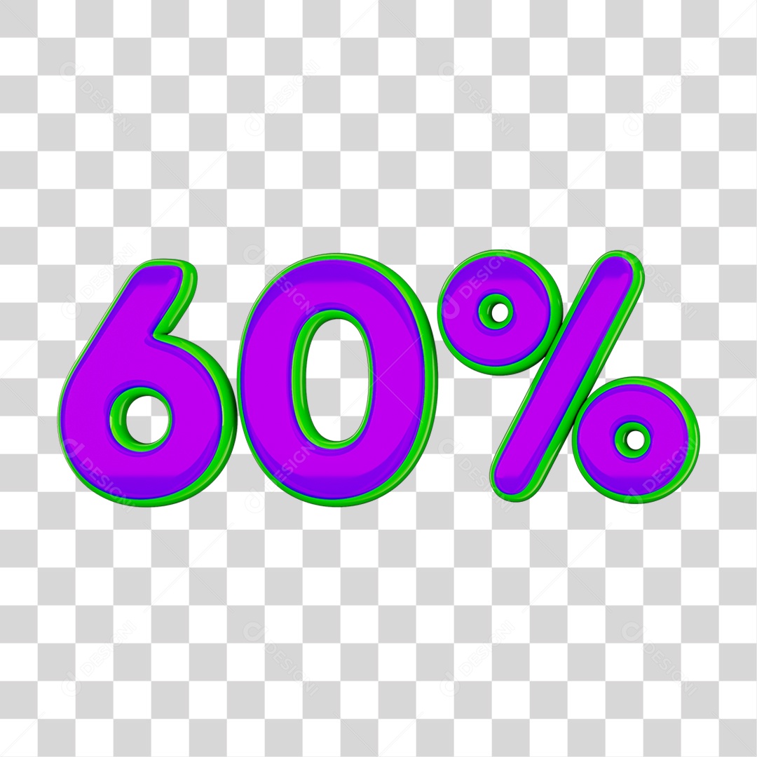 Elemento 3D Porcentagem 60% PNG Transparente