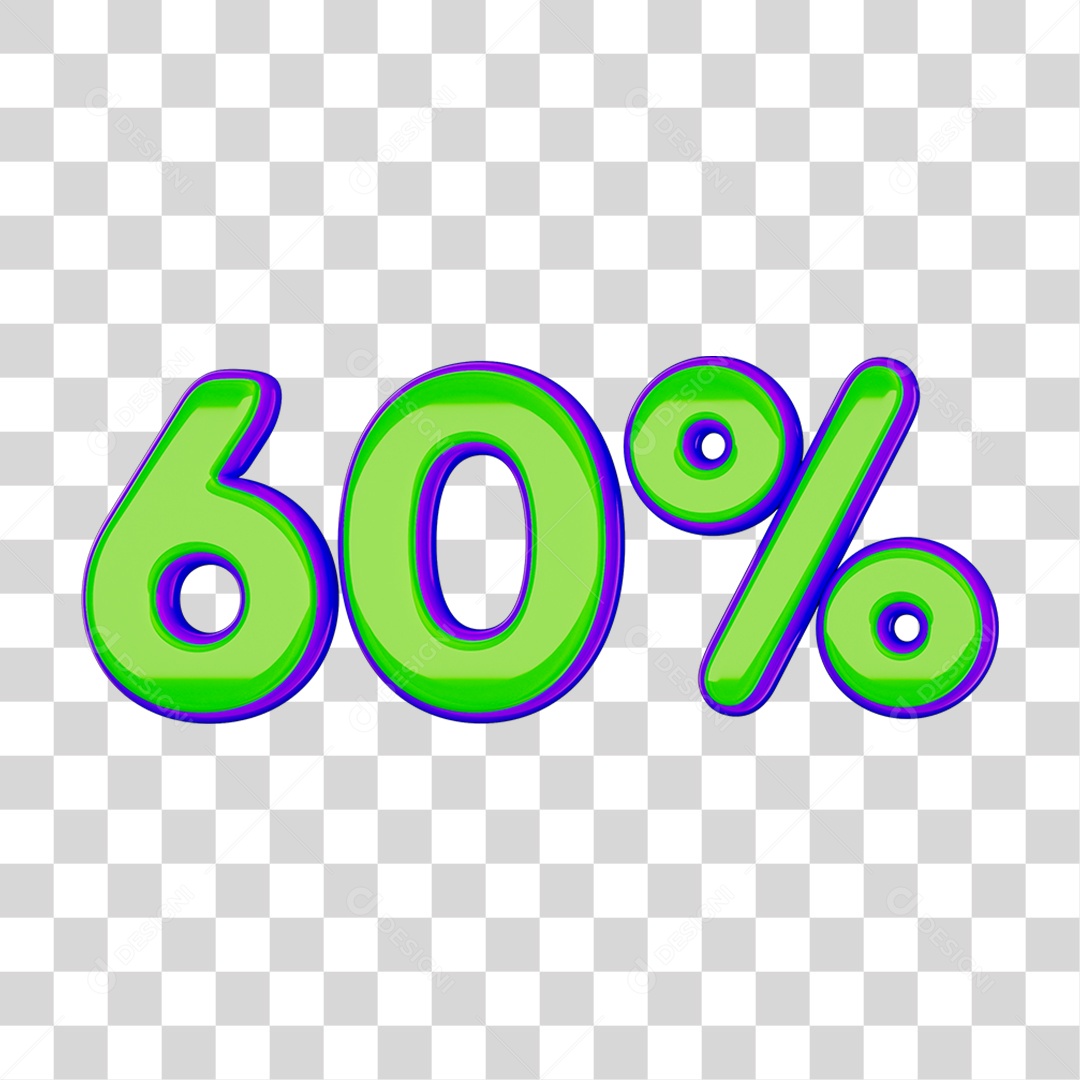 Elemento 3D Porcentagem 60% PNG Transparente