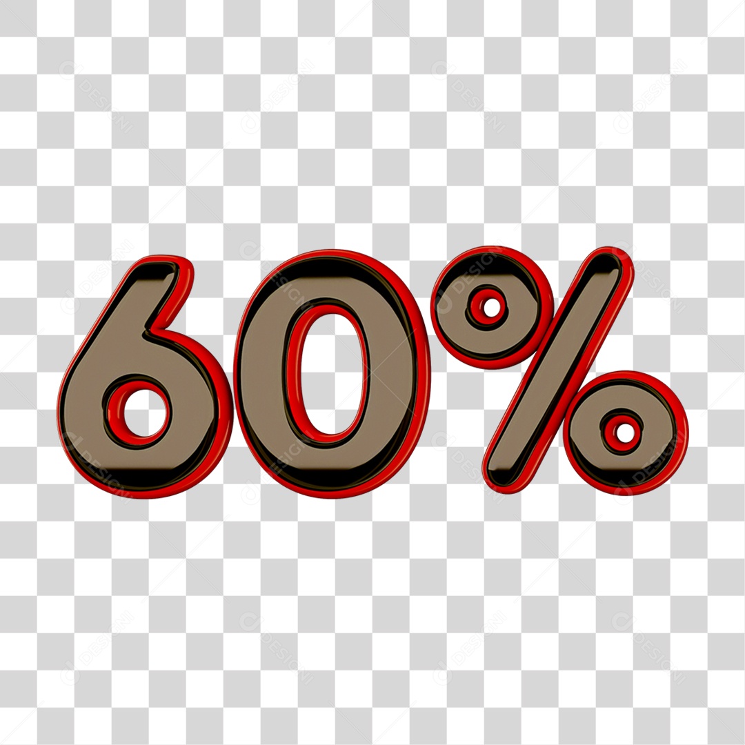 Elemento 3D Porcentagem 60% PNG Transparente