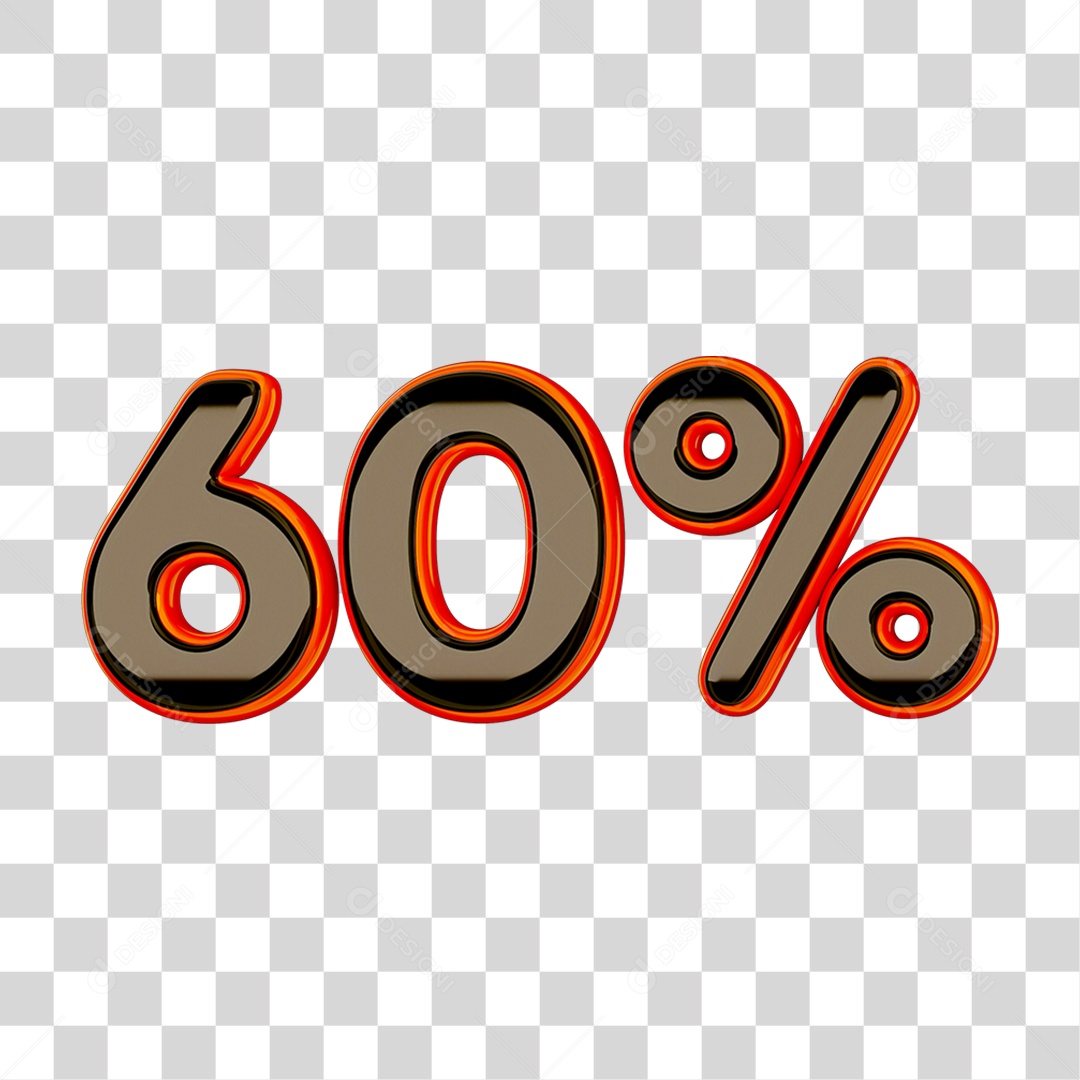 Elemento 3D Porcentagem 60% PNG Transparente