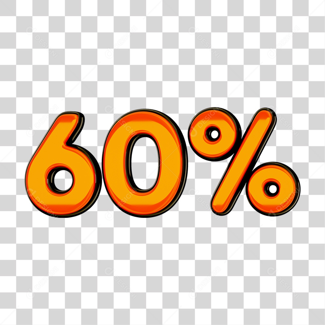 Elemento 3D Porcentagem 60% PNG Transparente