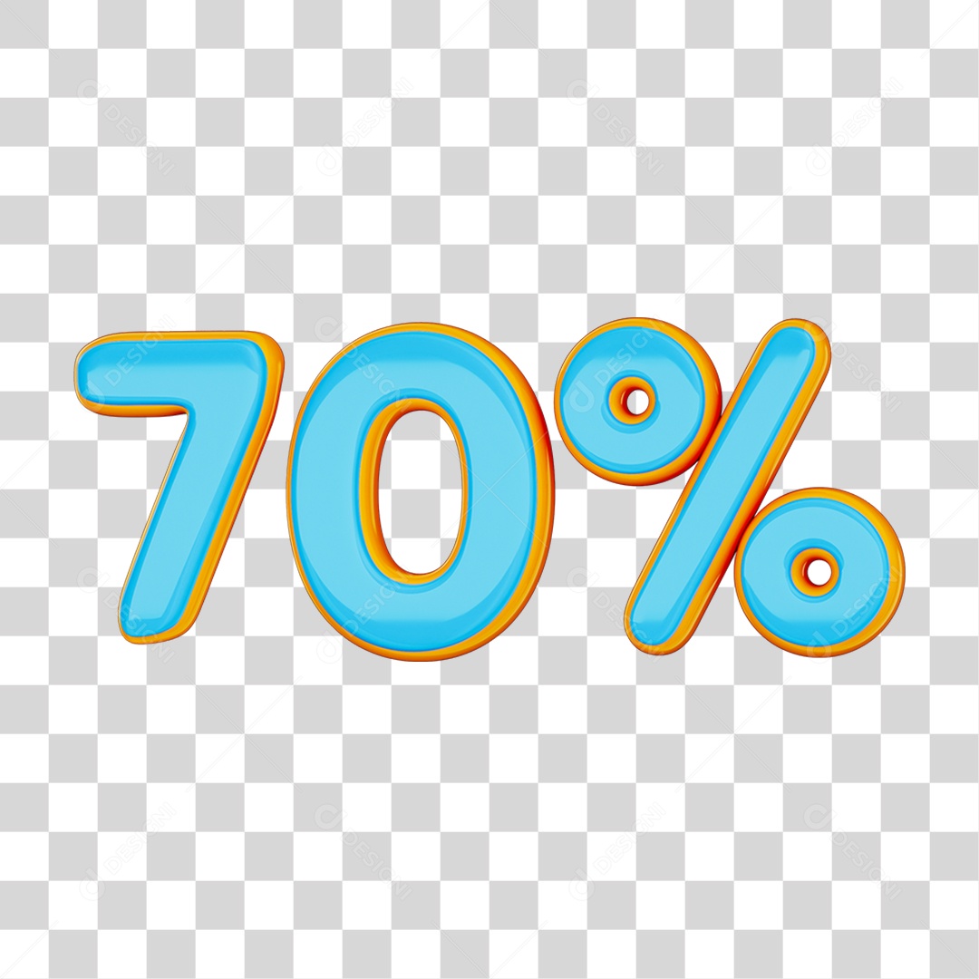 Elemento 3D Porcentagem 70% PNG Transparente