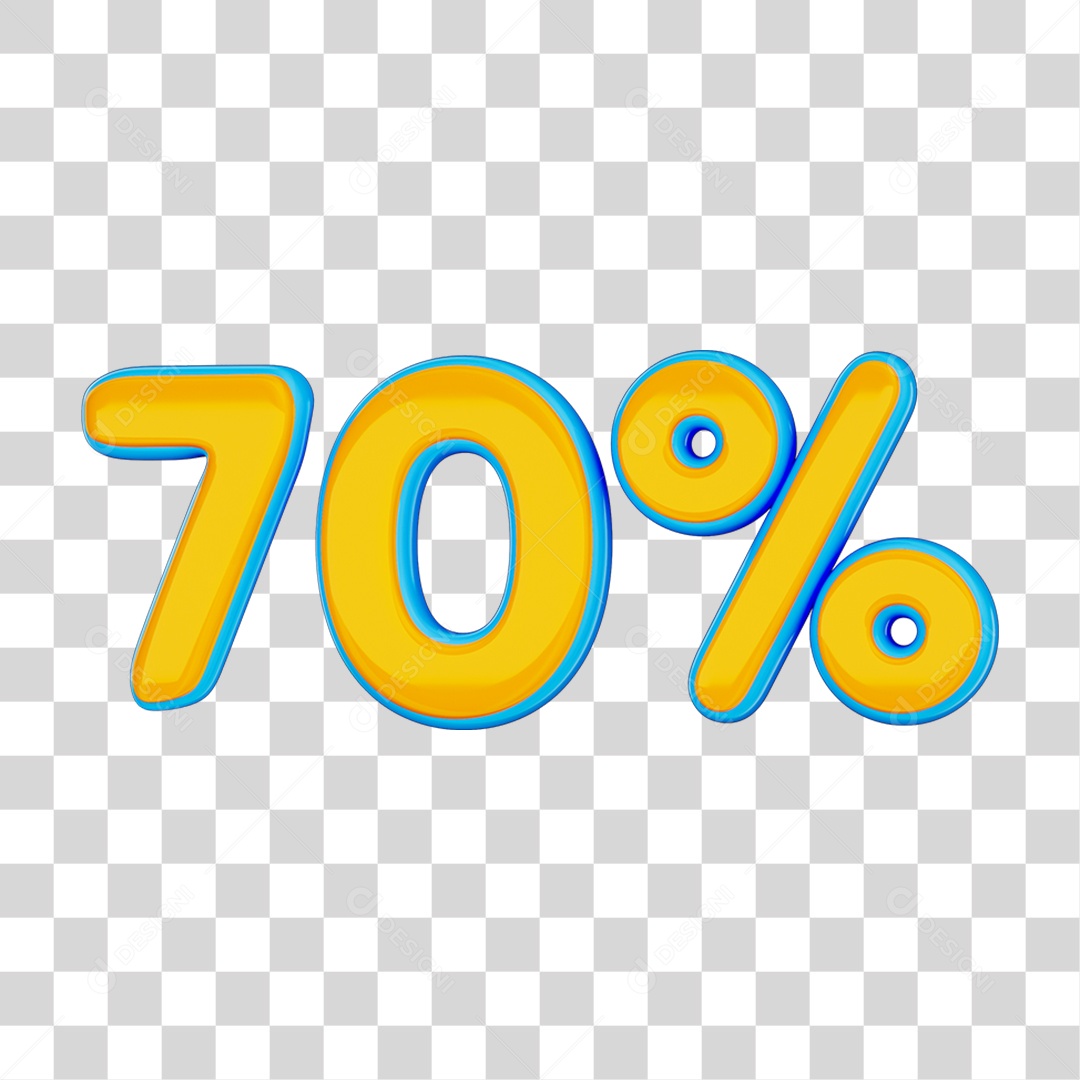 Elemento 3D Porcentagem 70% PNG Transparente