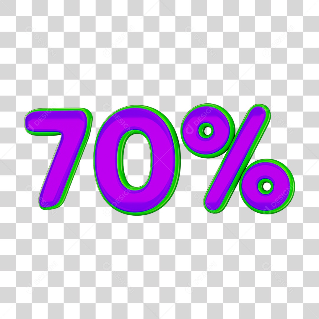 Elemento 3D Porcentagem 70% PNG Transparente