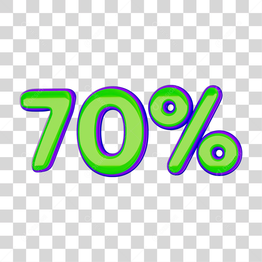 Elemento 3D Porcentagem 70% PNG Transparente
