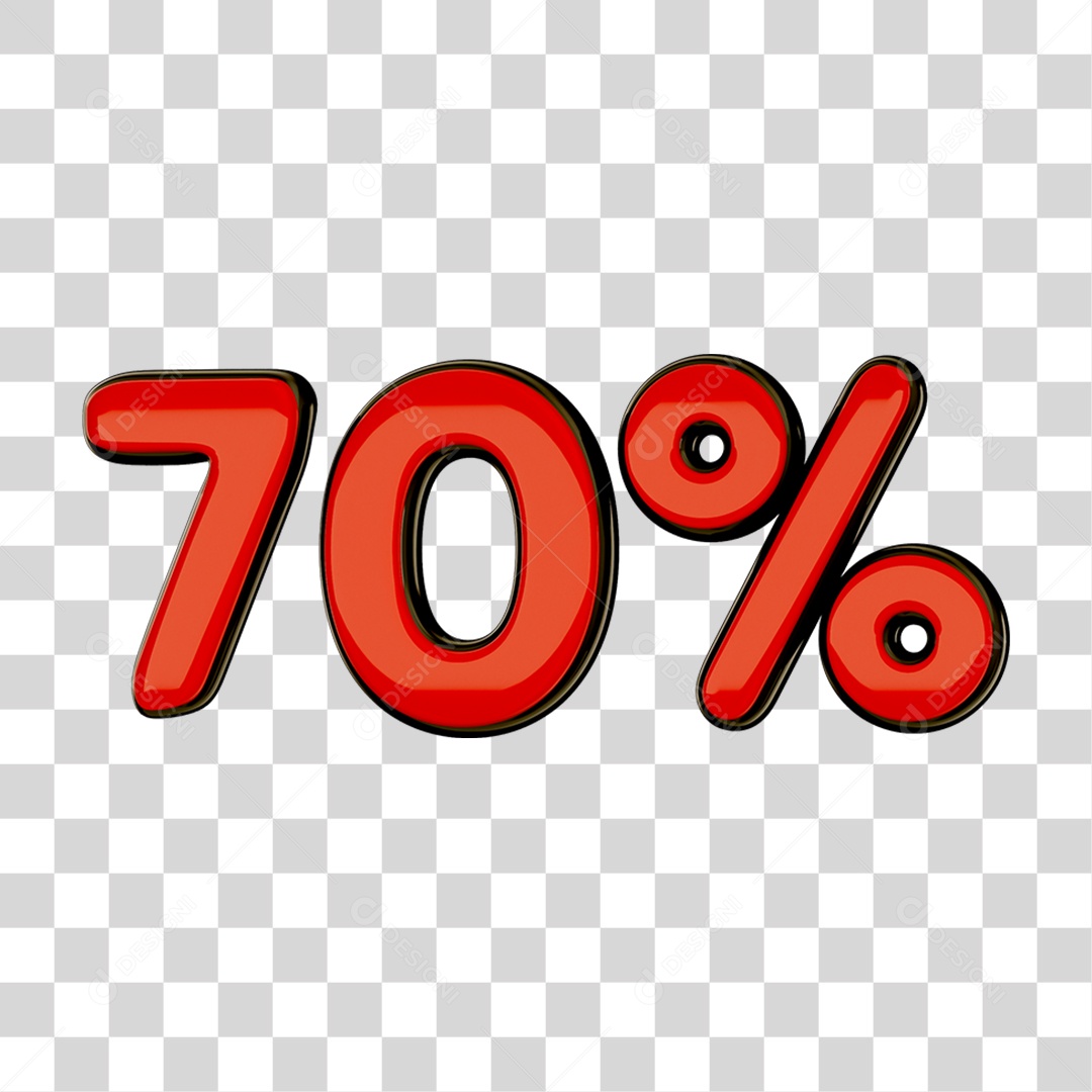 Elemento 3D Porcentagem 70% PNG Transparente