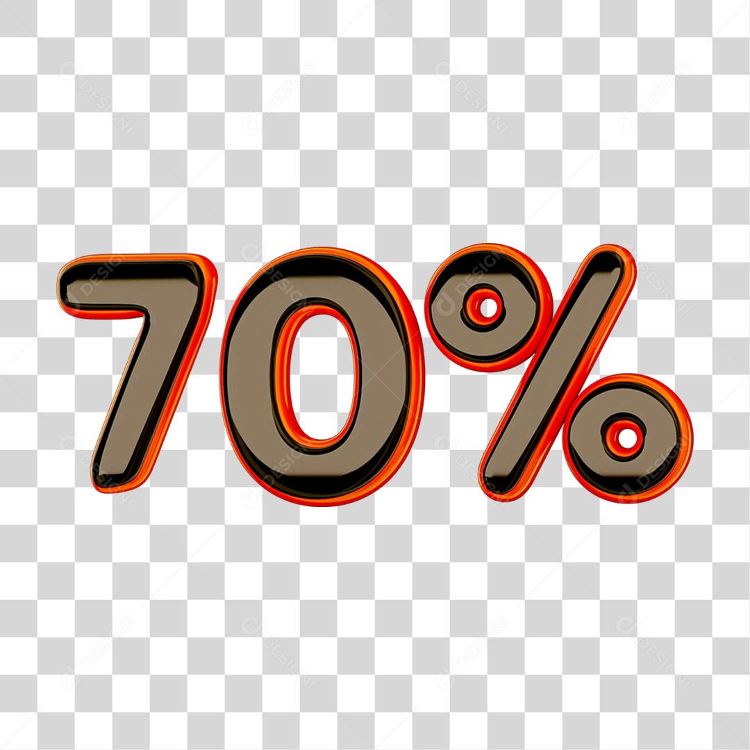 Elemento 3D Porcentagem 70% PNG Transparente