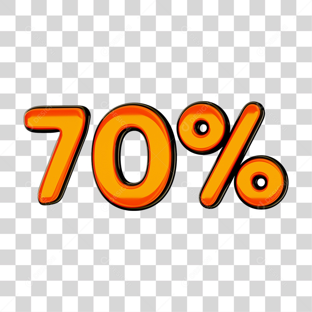 Elemento 3D Porcentagem 70% PNG Transparente