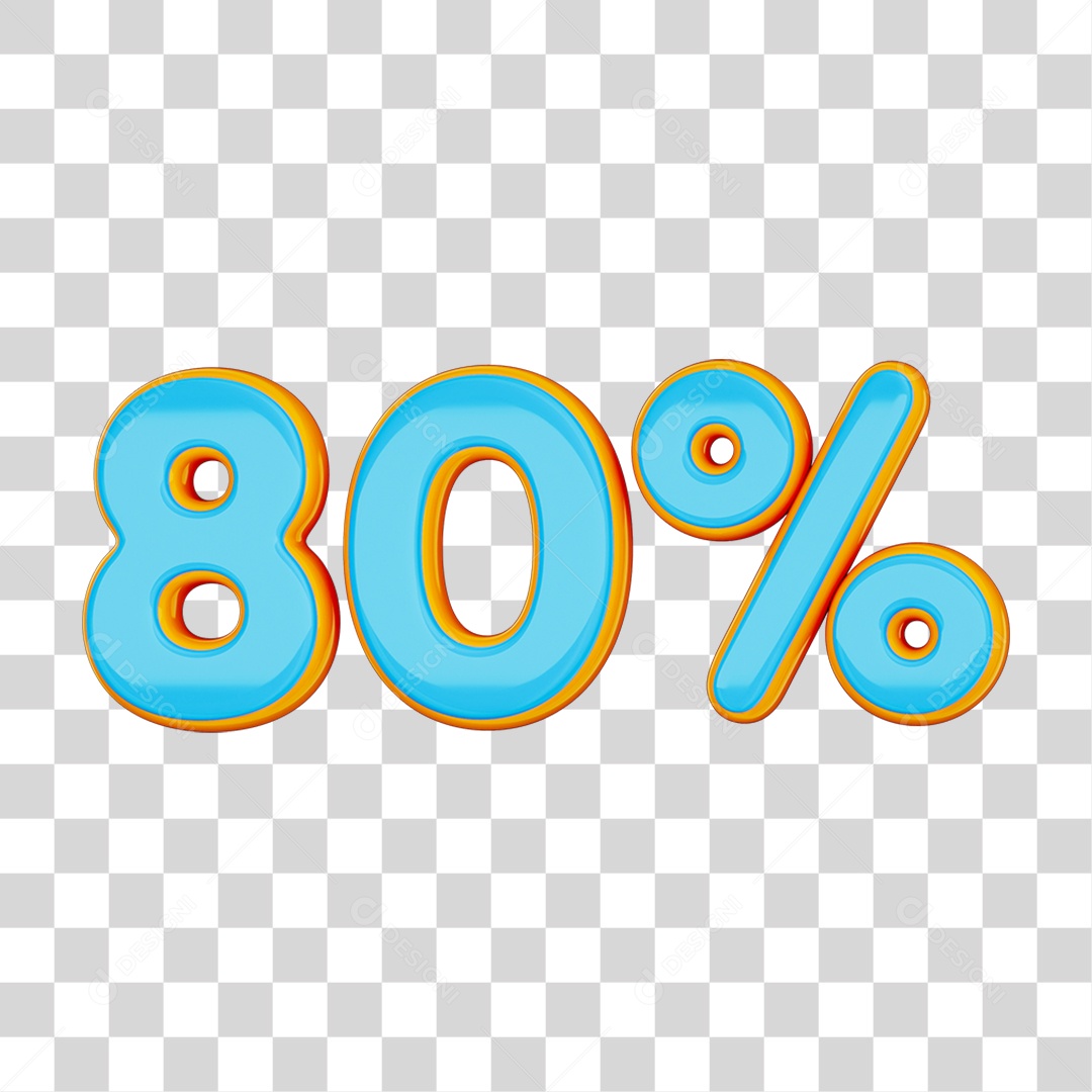 Elemento 3D Porcentagem 80% PNG Transparente