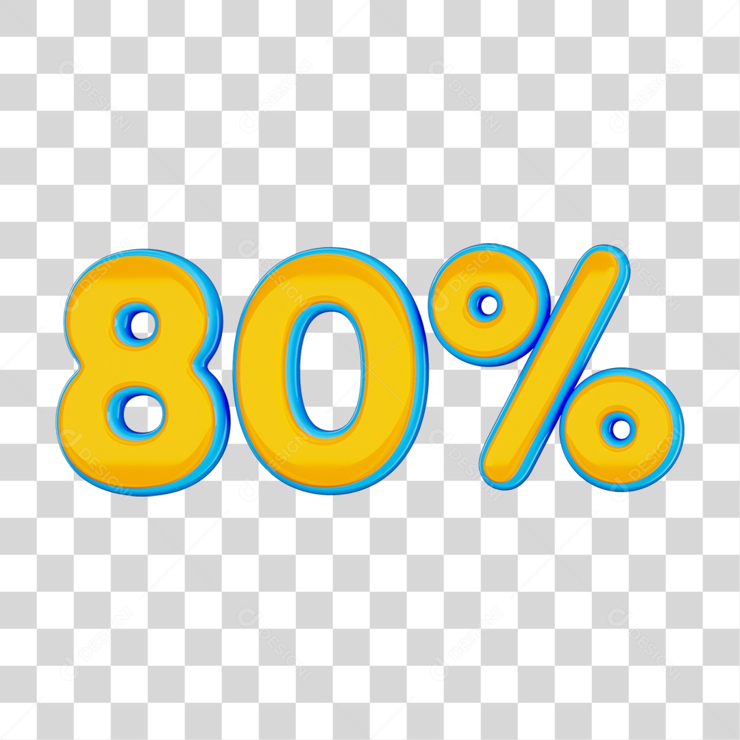 Elemento 3D Porcentagem 80% PNG Transparente