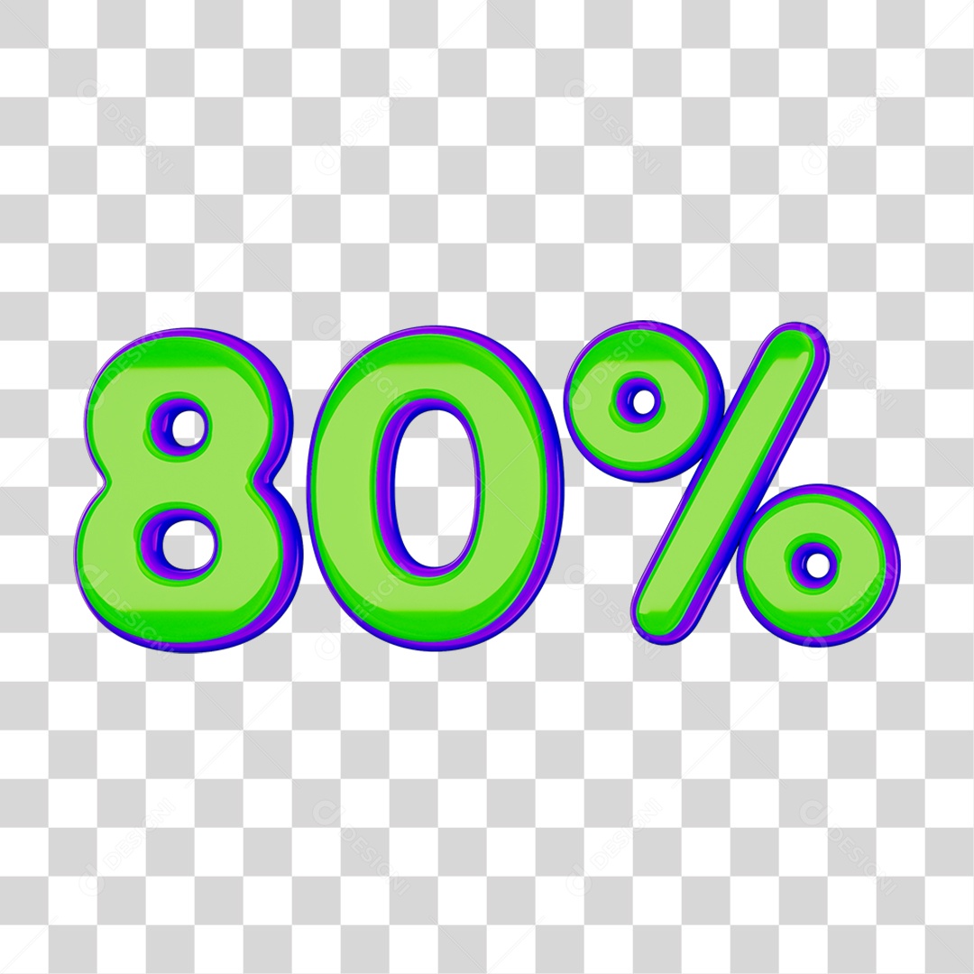 Elemento 3D Porcentagem 80% PNG Transparente