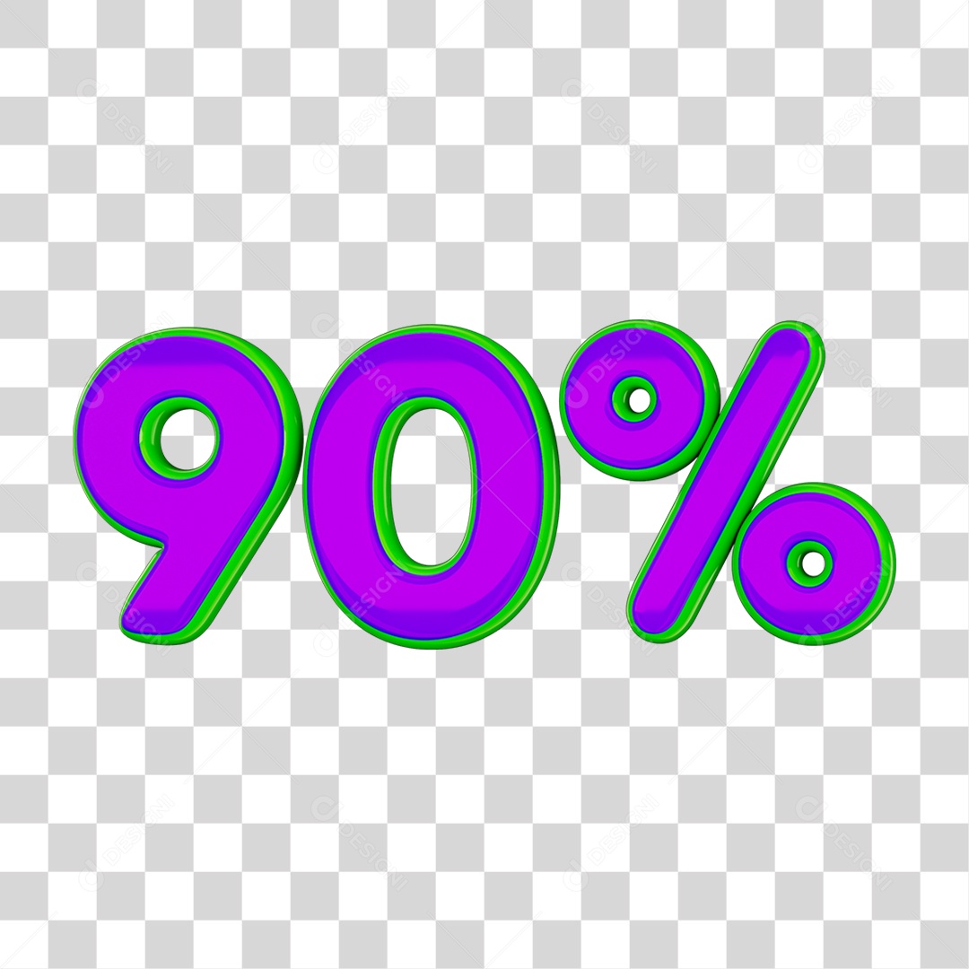 Elemento 3D Porcentagem 90% PNG Transparente