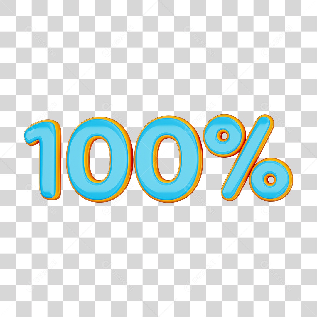 Elemento 3D Porcentagem 100% PNG Transparente
