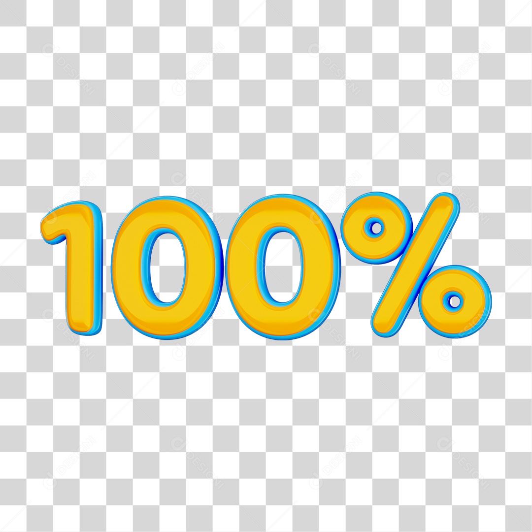 Elemento 3D Porcentagem 100% PNG Transparente