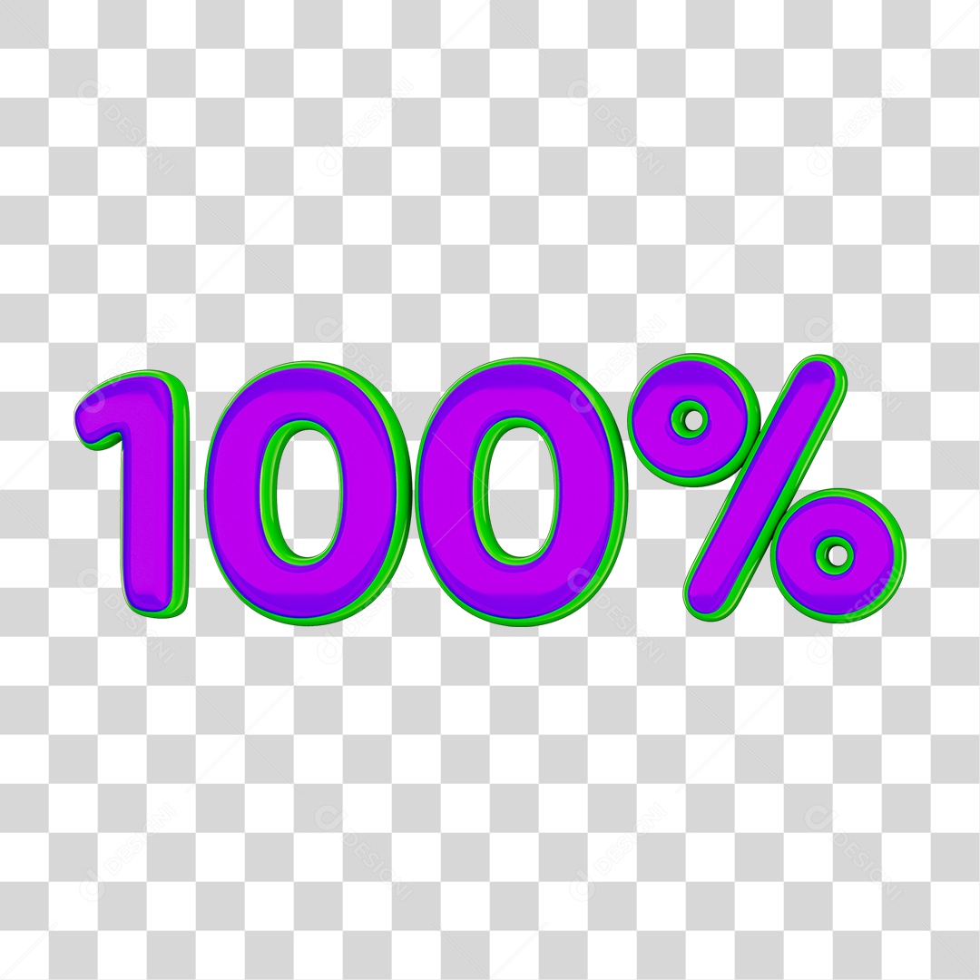Elemento 3D Porcentagem 100% PNG Transparente