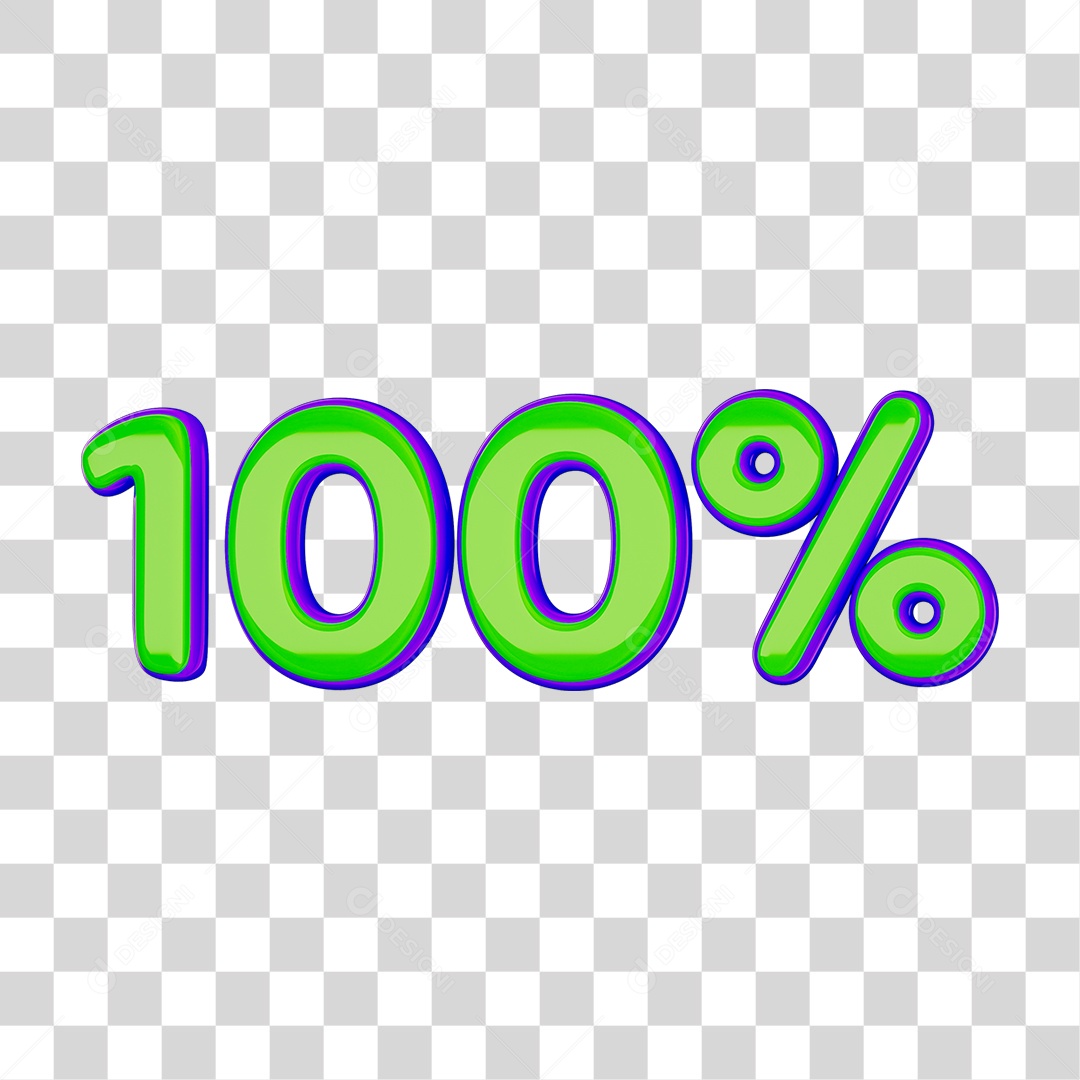 Elemento 3D Porcentagem 100% PNG Transparente