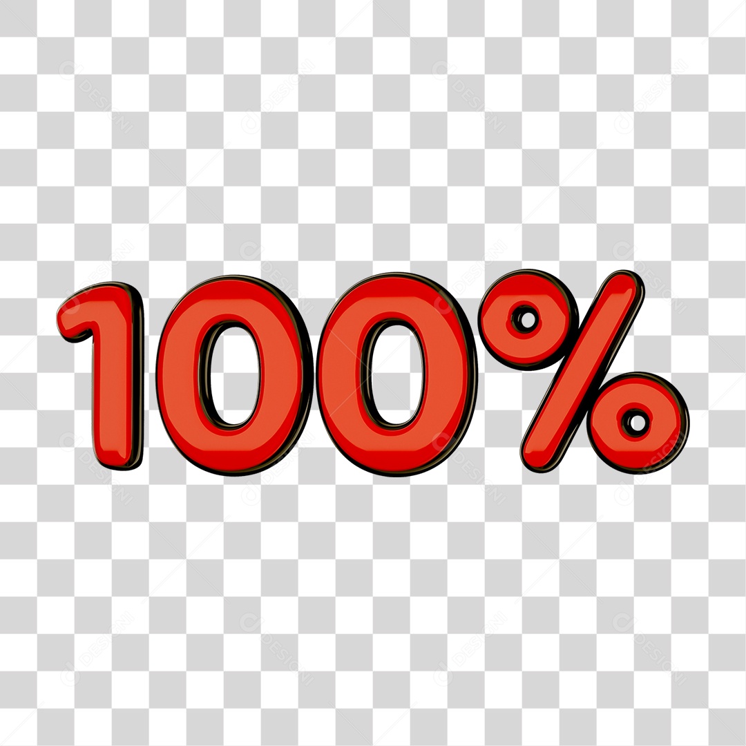 Elemento 3D Porcentagem 100% PNG Transparente