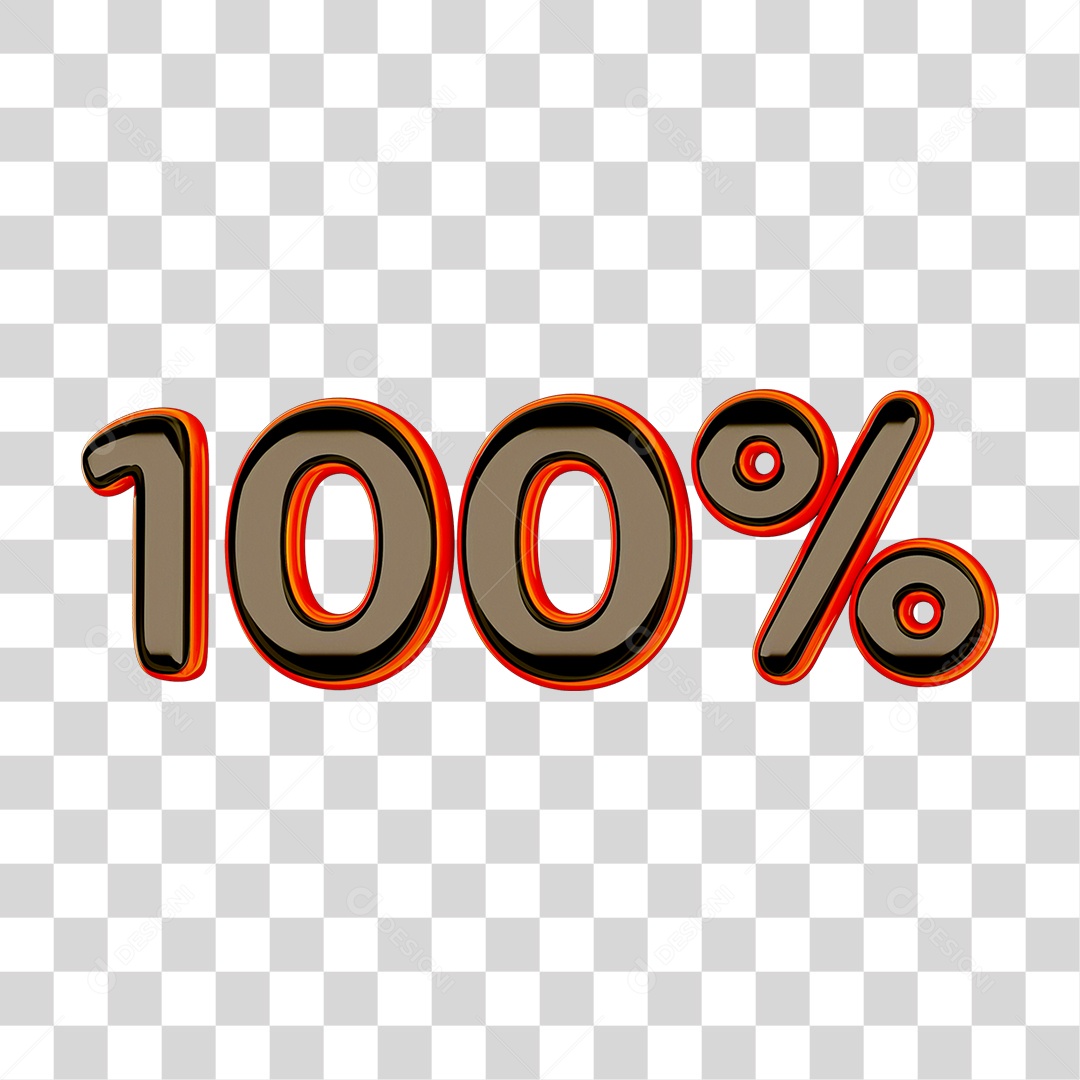 Elemento 3D Porcentagem 100% PNG Transparente